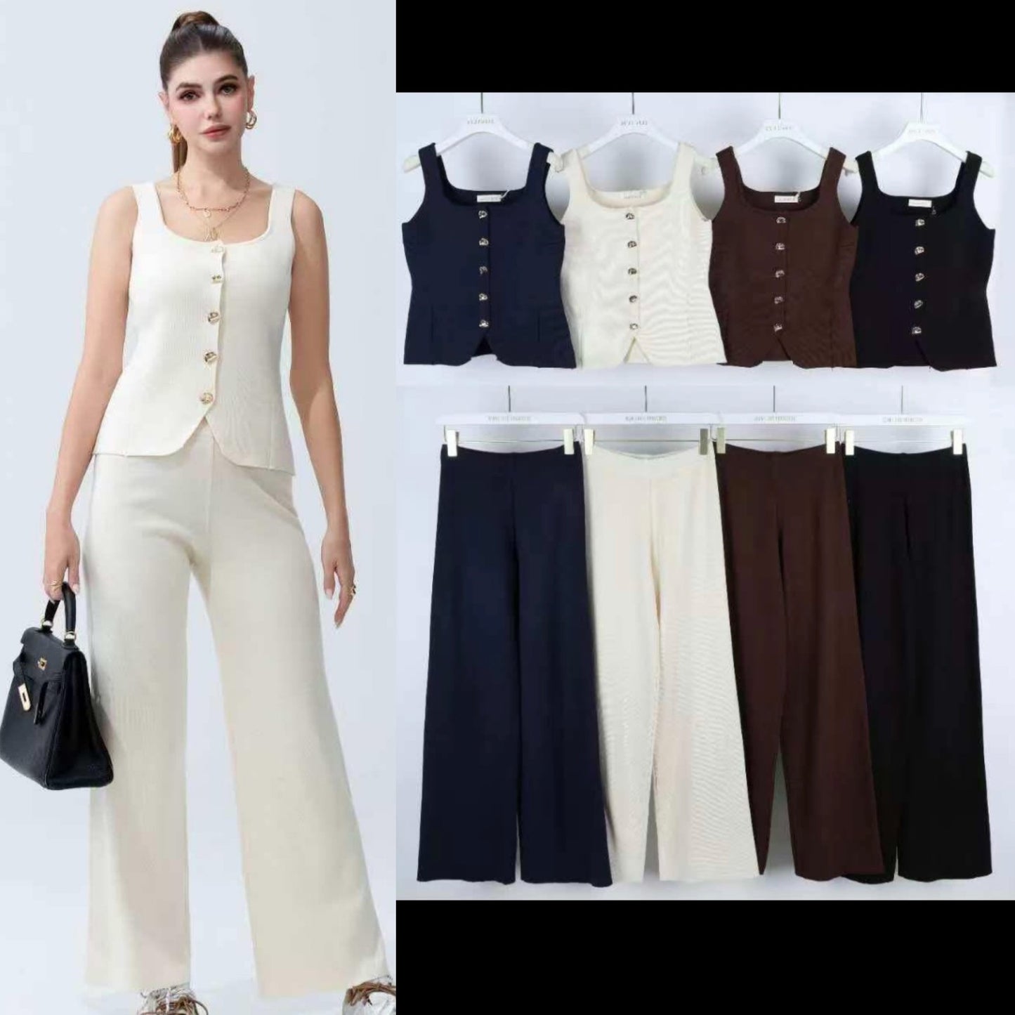 Conjunto malha colete e calça