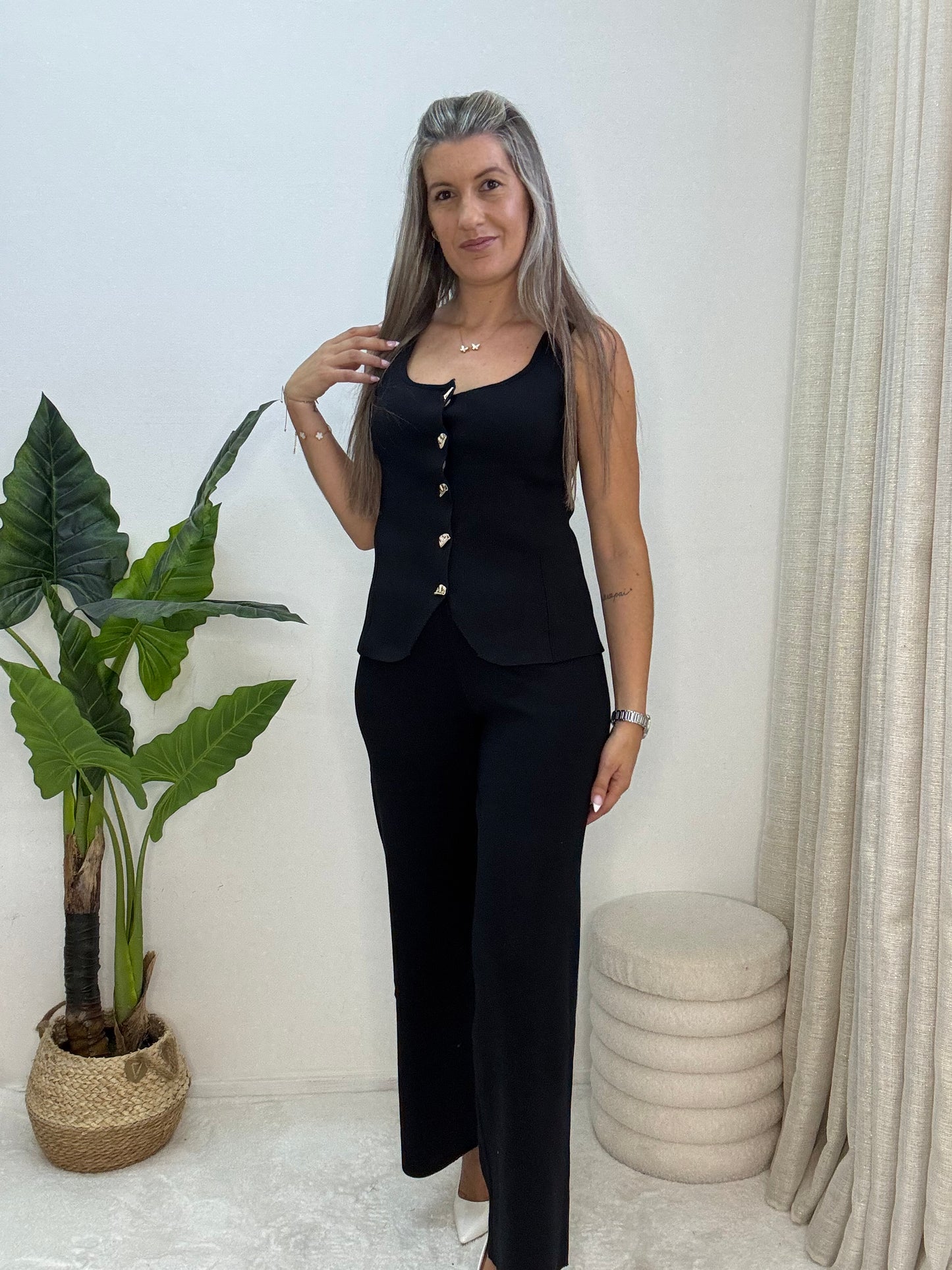 Conjunto malha colete e calça