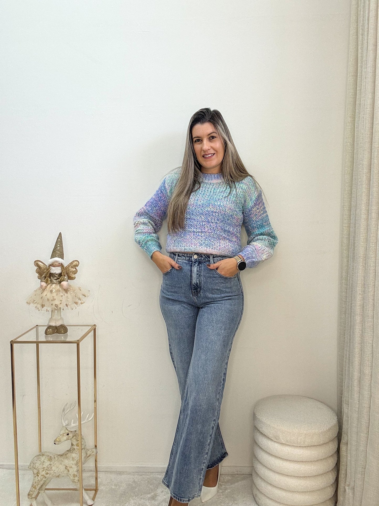 Calça wide leg Ganga média