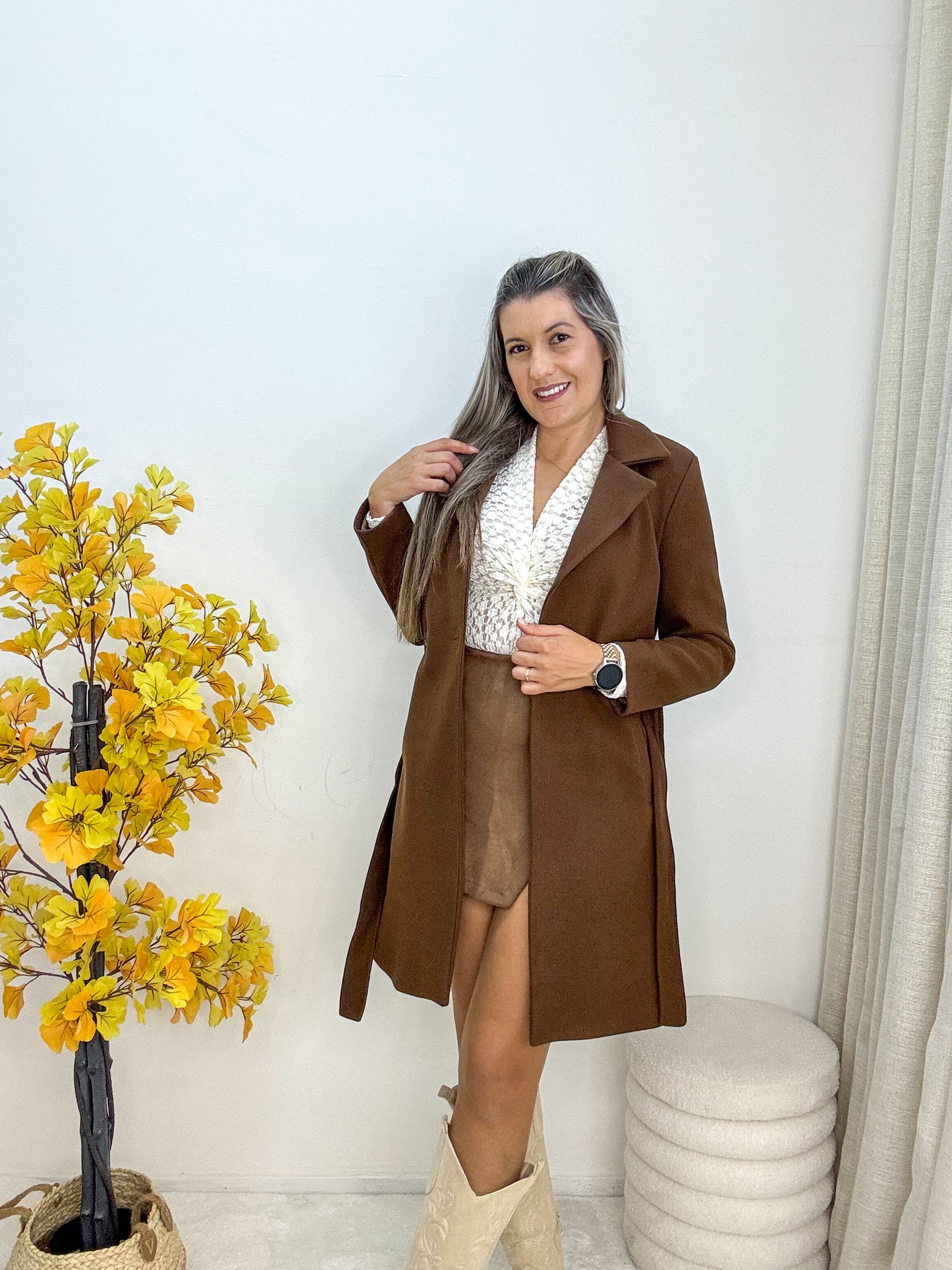 Casaco fazenda forrado comprimento médio