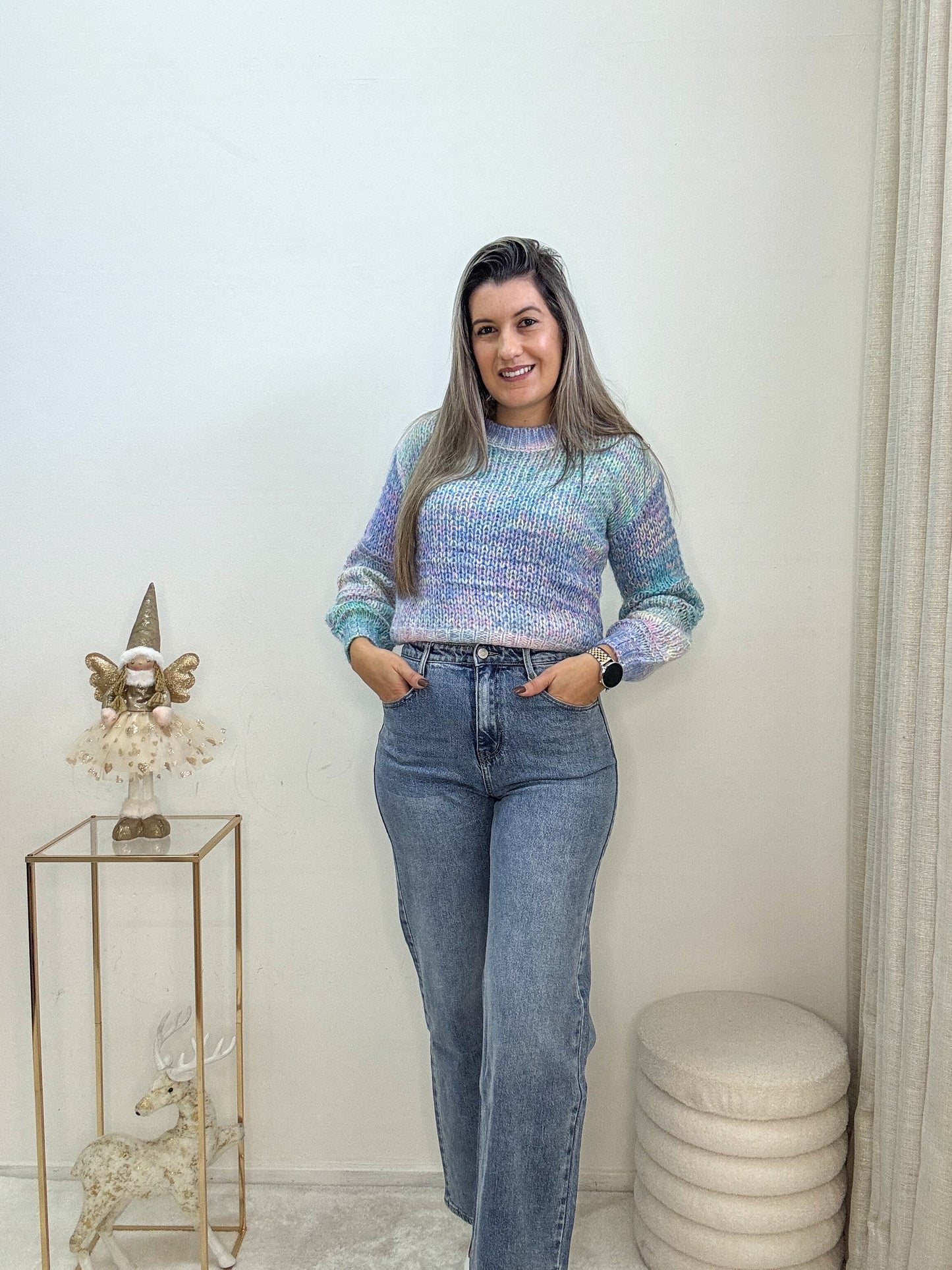 Calça wide leg Ganga média